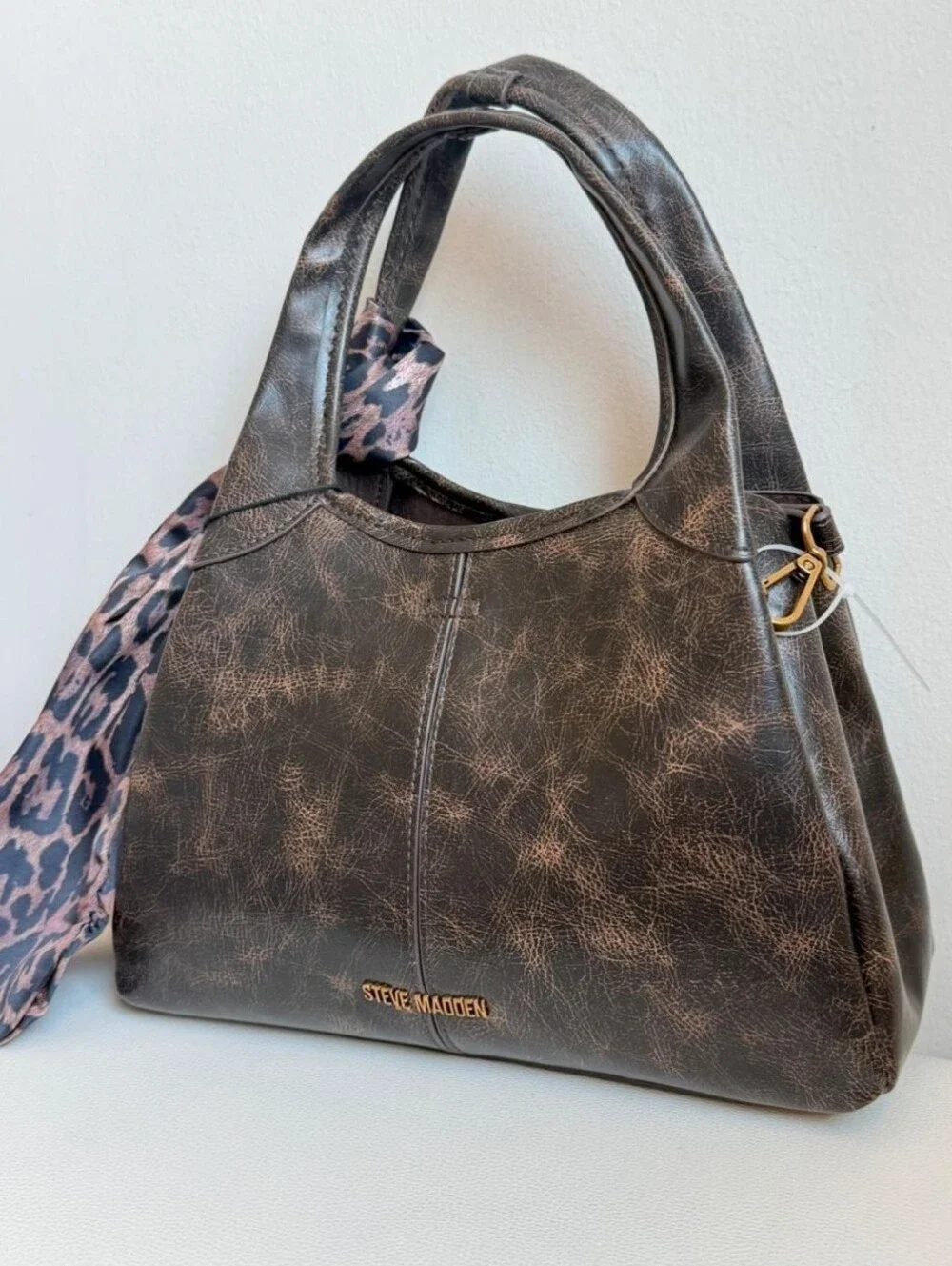 Steve Madden Brown Distressed Leather Tote Bag